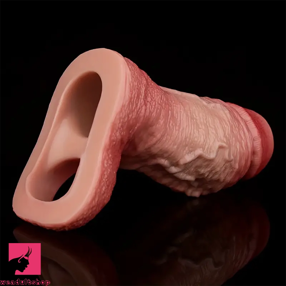 4.09in 4.64in 5.51in Realistic Silicone Sleeve Soft Flexible Cock Ring Dildo
