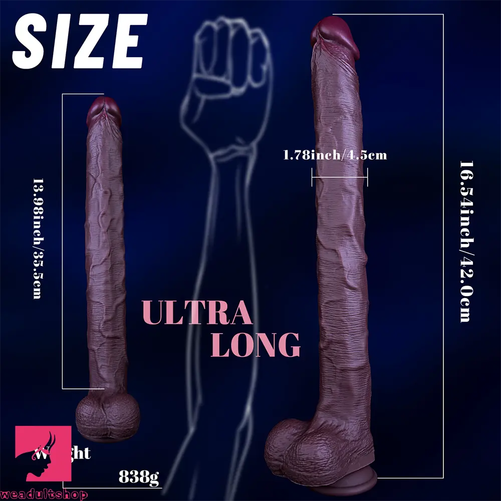 16.54in Extra-long Dual-Density Liquid Silicone Soft Huge Anal Dildo