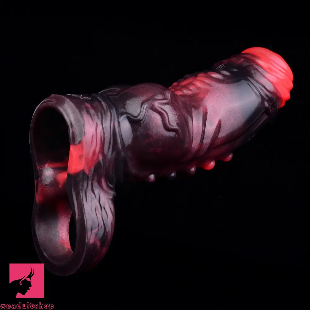 5.91in Silicone Vibrating Dog Tentacle Dildo Sleeve Knot Dildo With Cock Ring