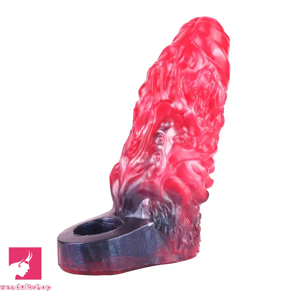 5.98in Uncut Soft Hollow Dildo Built-in keel Vibration Remote Penis Sleeve