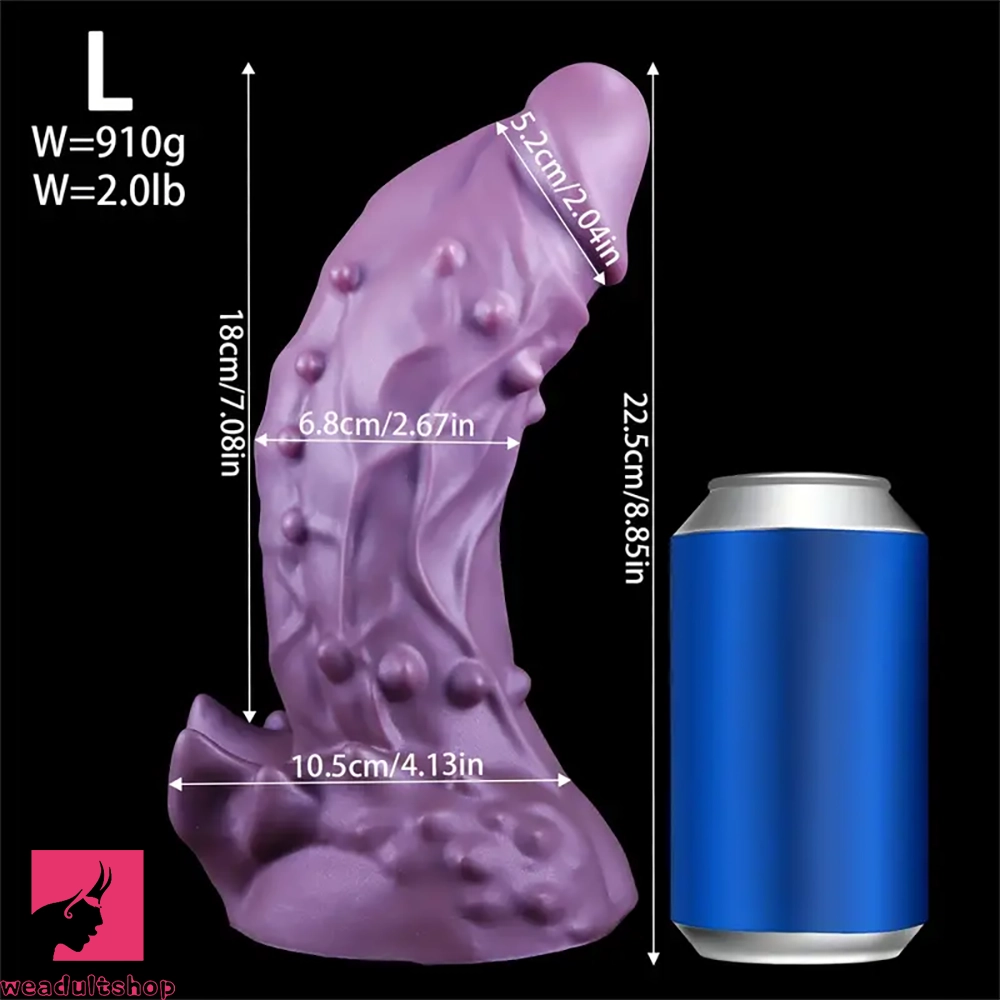 6.49in 7.67in 8.85in Purple Monster Big Flexible Barbed Alien Odd Dildo