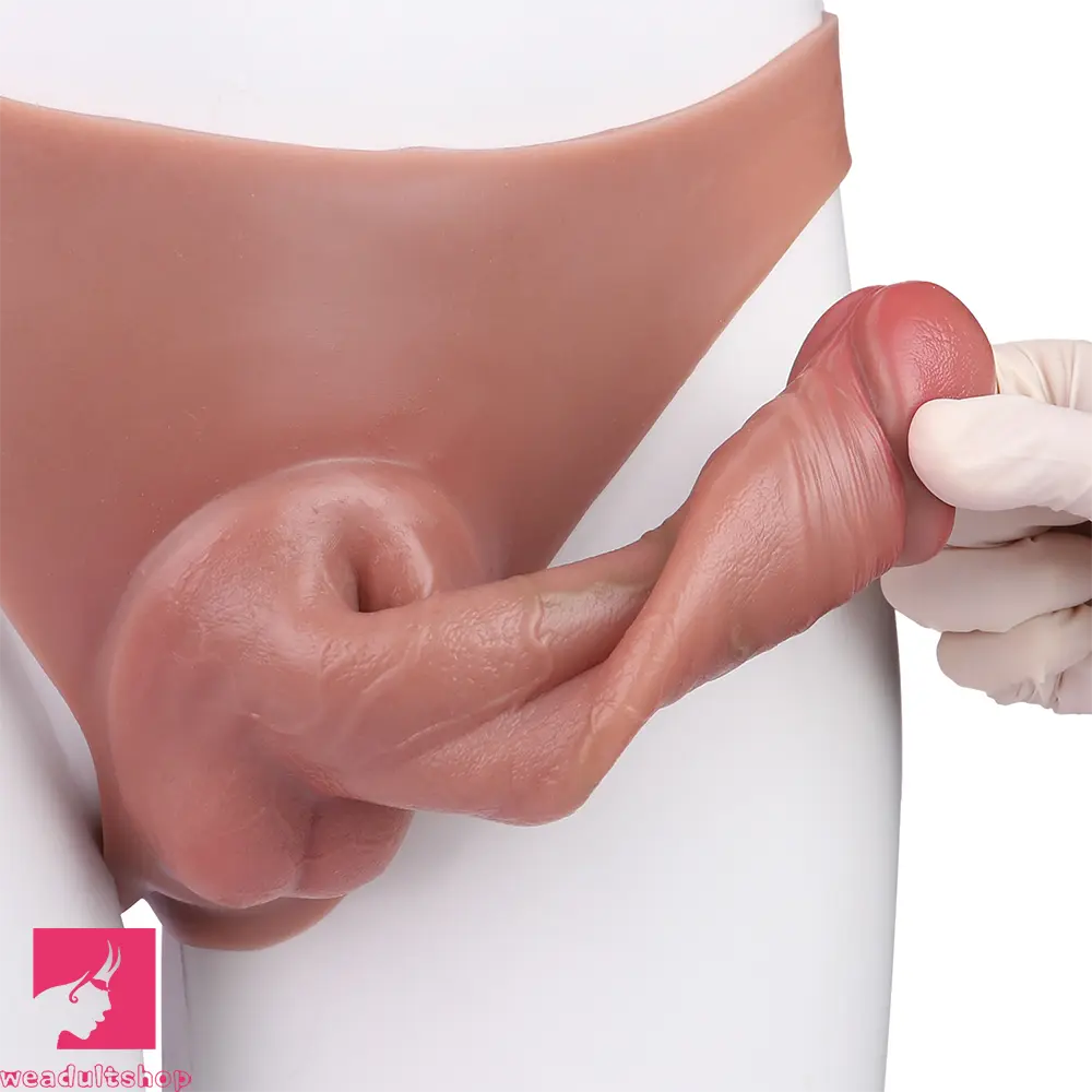7.48in Hollow Penis Dildo Sleeve Silicone Soft Pants For Cock Simulation