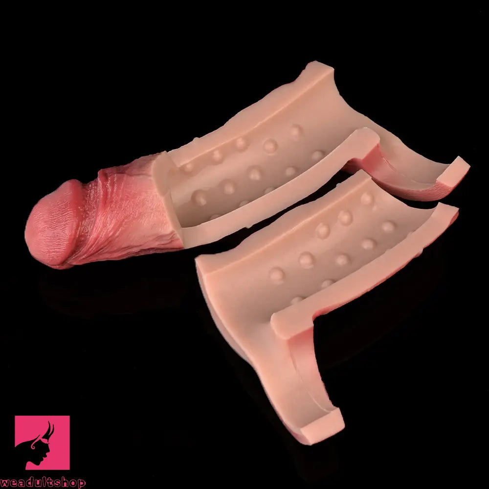 6.3in Vibrating Realistic Remote Silicone Hollow Dildo Sleeve Penis Extender