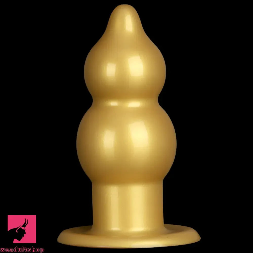 5.11in 9.05in Golden Silicone Big Thick Butt Plug Dildo Cock Clit Stimulator