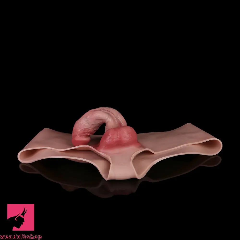 7.99in Wearable Silicone Lifelike Dildo Pants Real Skin Hollow Penis Sleeve