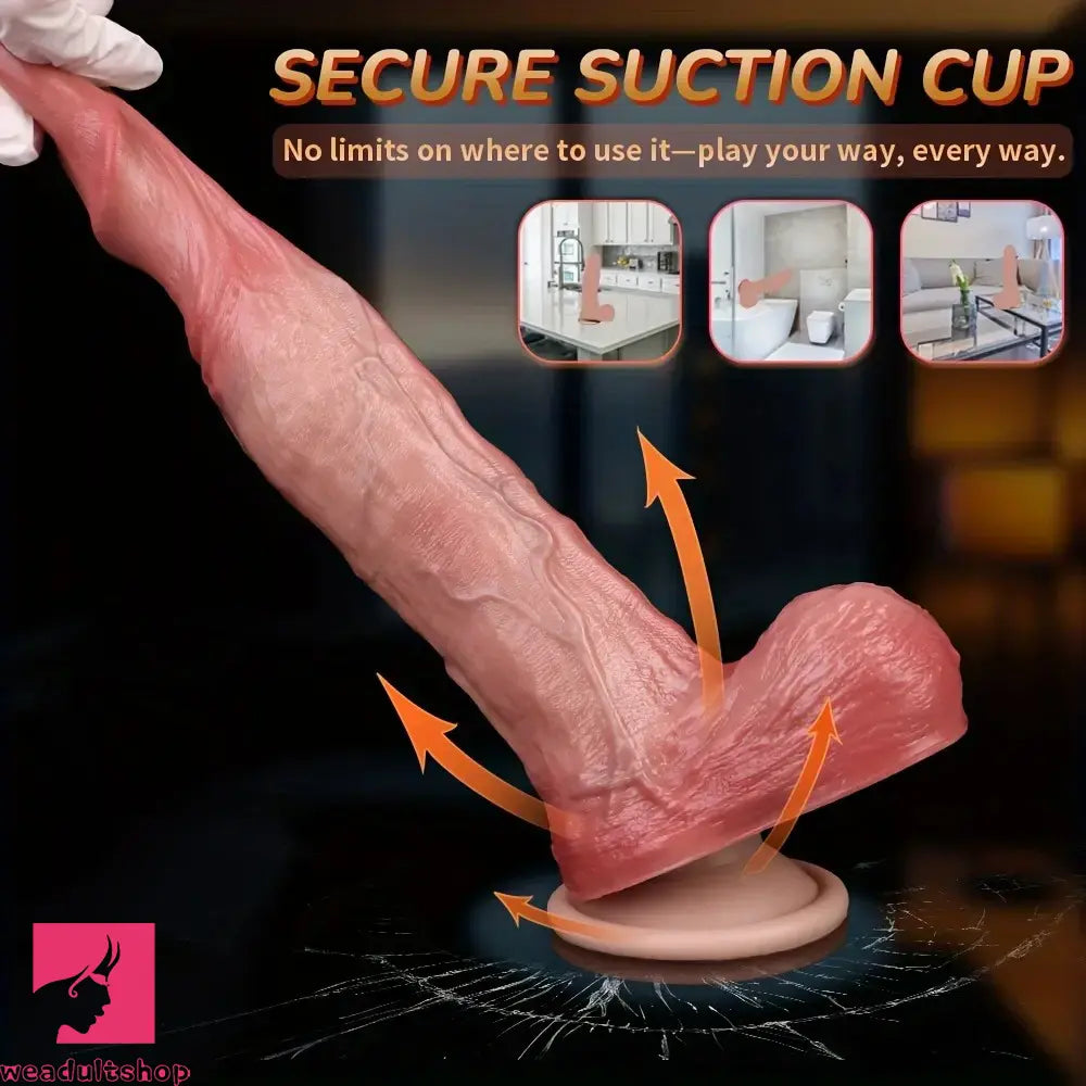 7.91in Realistic Penis Female Manual Soft Double Layer Silicone Dildo