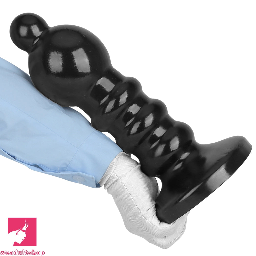 12.6in Black Pull Beads Thick Big Head Penis Anal Plug PVC Cock Dildo