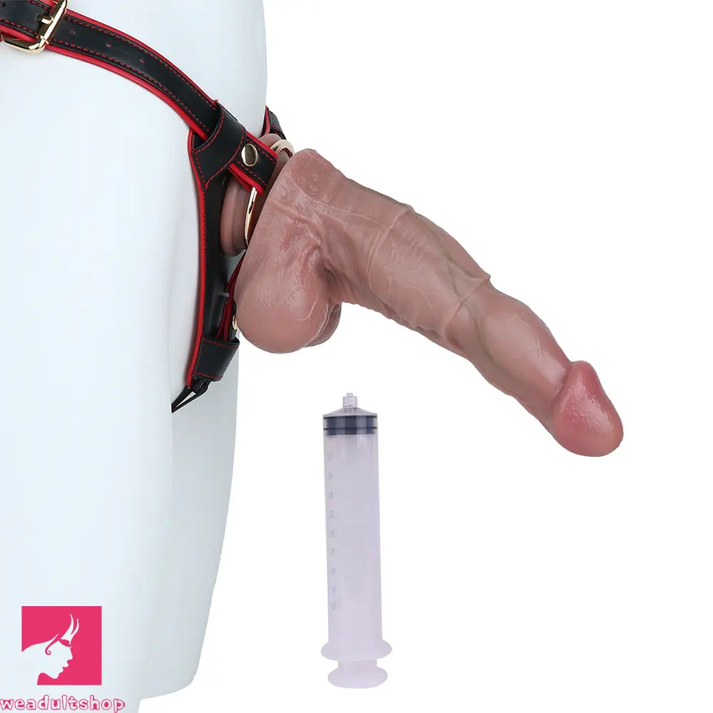 10in Real Soft Silicone Strap on Big Ejaculating Dildo Couples Holiday Gift