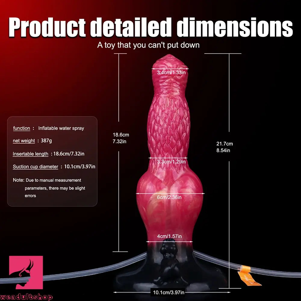 8.54in Fantasy Knotted Silicone Soft Big Dildo Ejaculating Penis Cock Toy