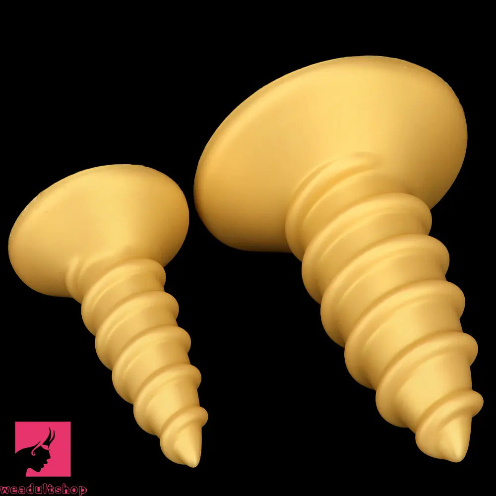 9.05in 11.22in Gold Silicone Screw Giant Cock Anal Plug Thick Fisting Dildo