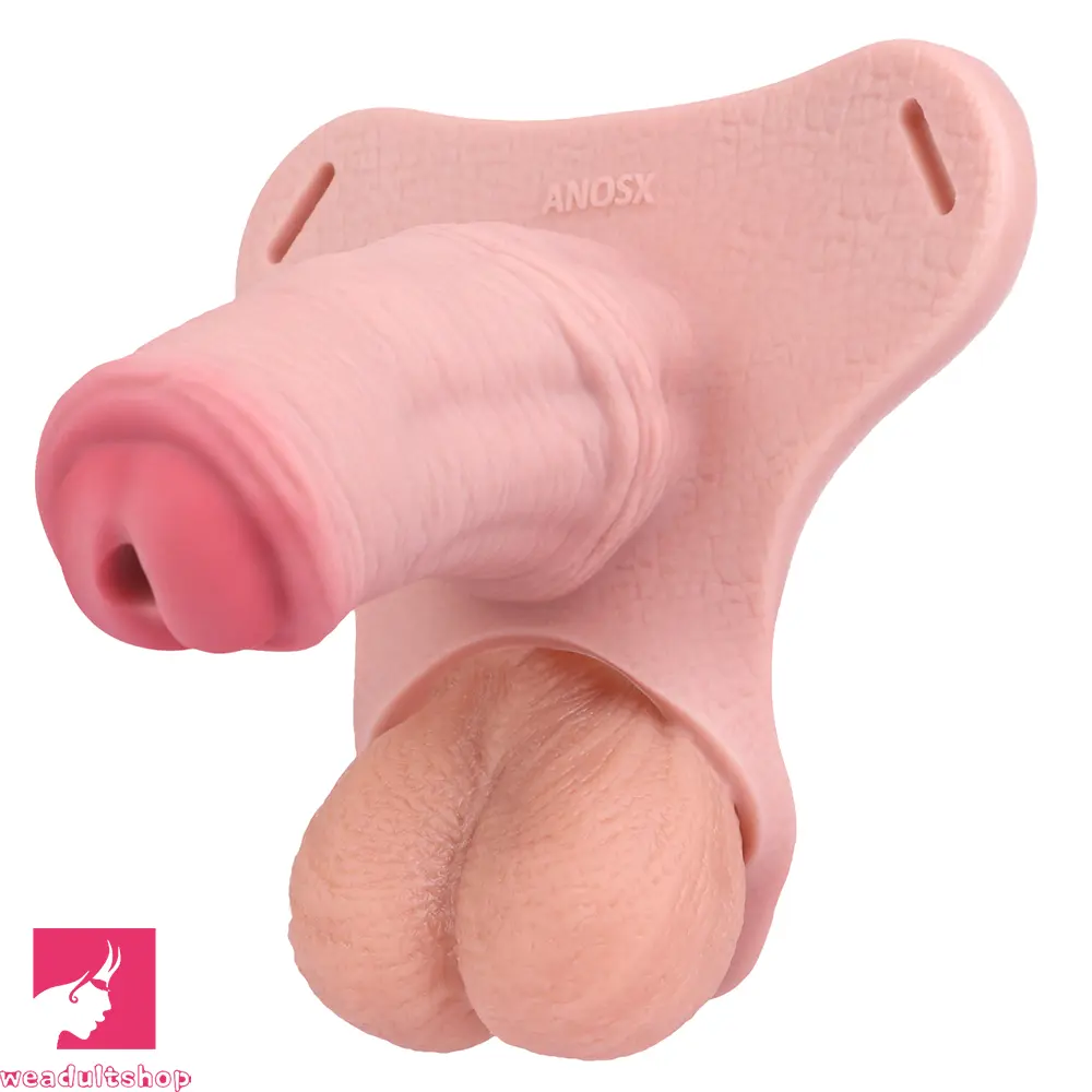 5.31in Silicone Horse Animal Penis Cage Strap on Chastity Dildo With Lock