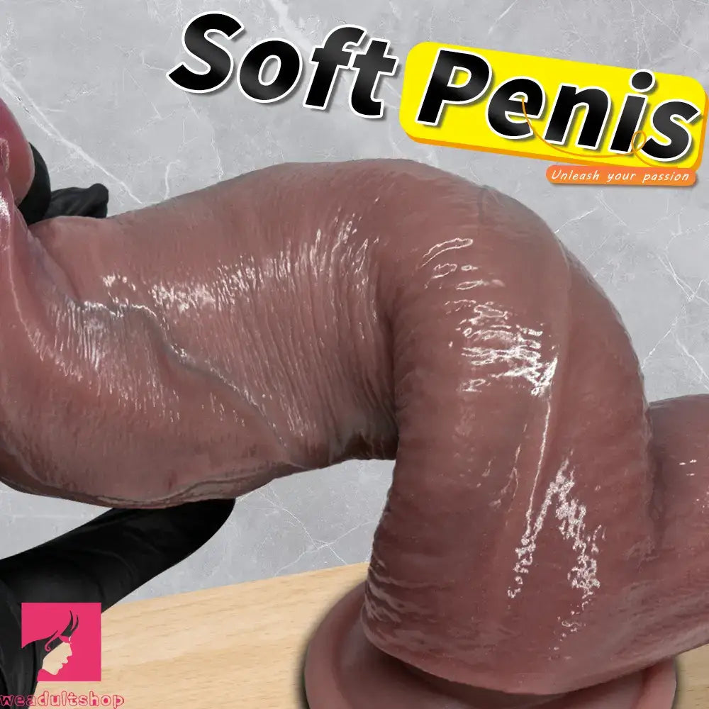 9.05in 10.23in 11.41in Strap on Realistic Soft Dildo Penis Masturbator