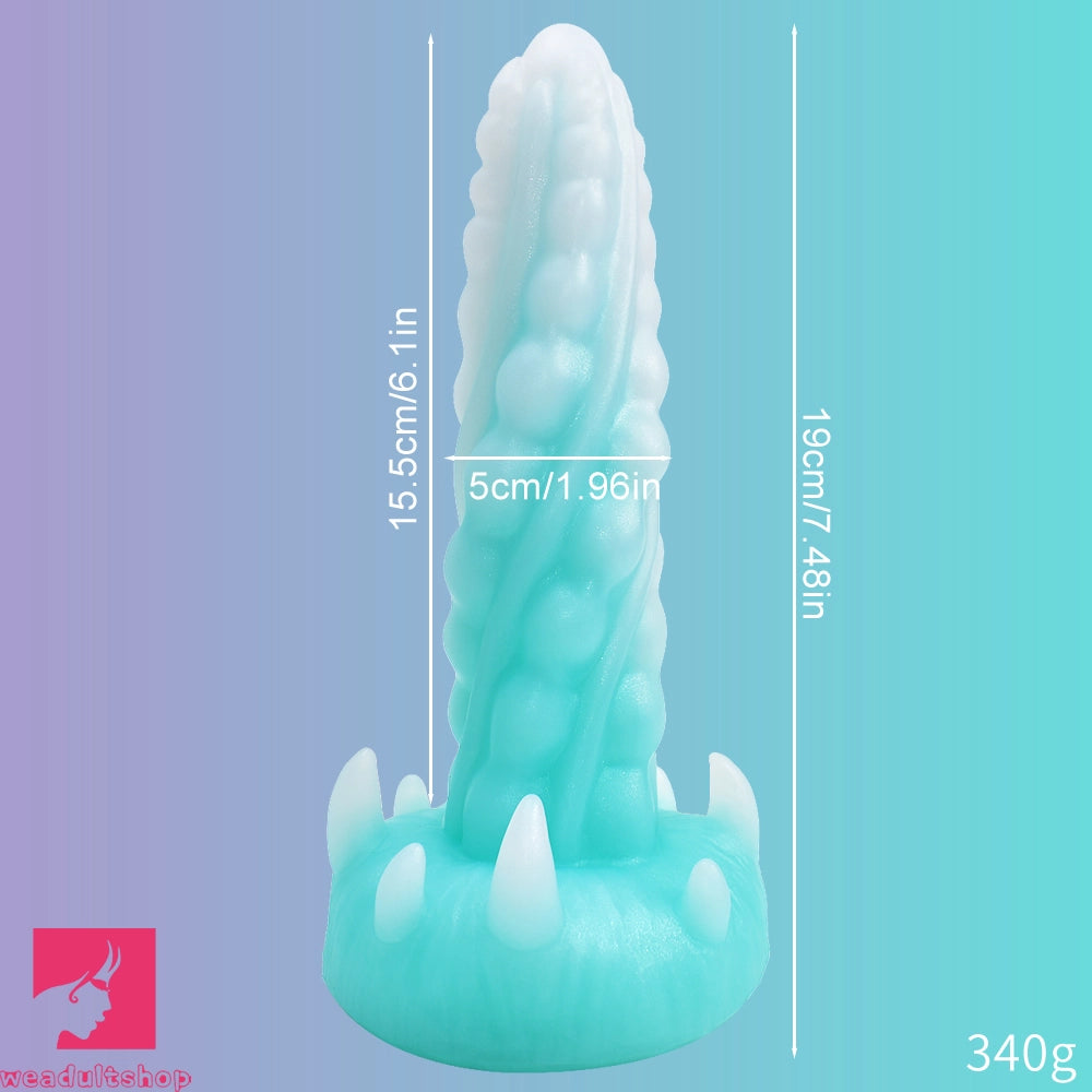 7.48in Luminous Fantasy Silicone Soft Penis Dildo With Spiked Penis Texture