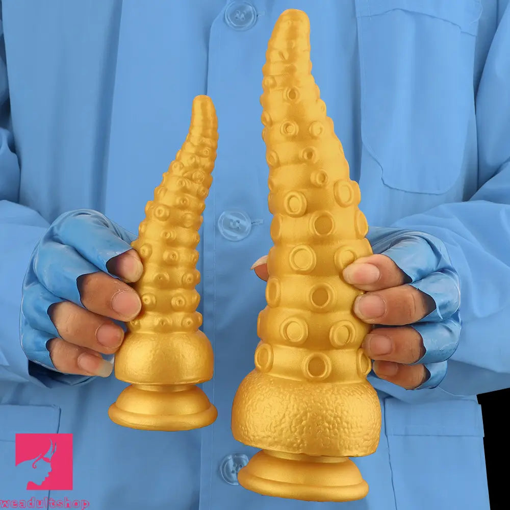 6.1in 6.88in 8.26in 8.66in Gold Silicone Multi-size Octopus Thick Sex Dildo