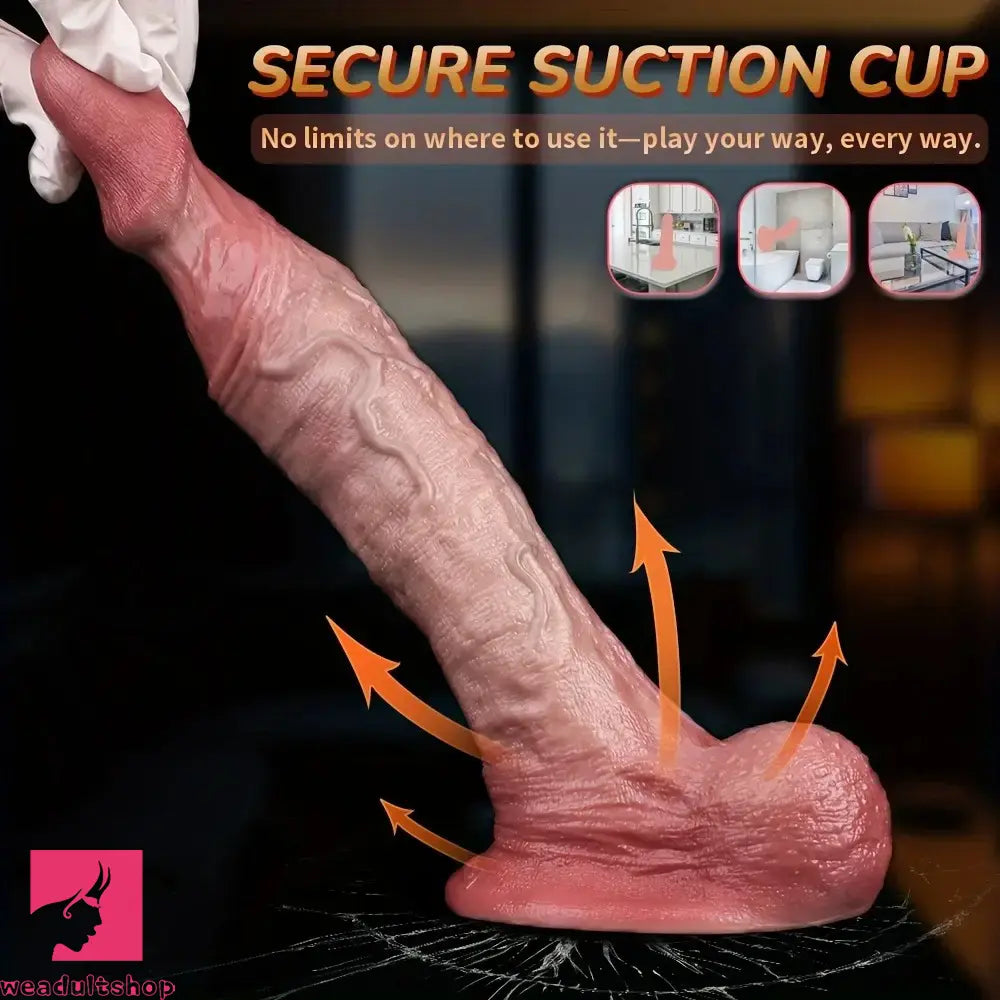 7.48in Realistic Double-layer Silicone Cock Light Beige Texture Dildo