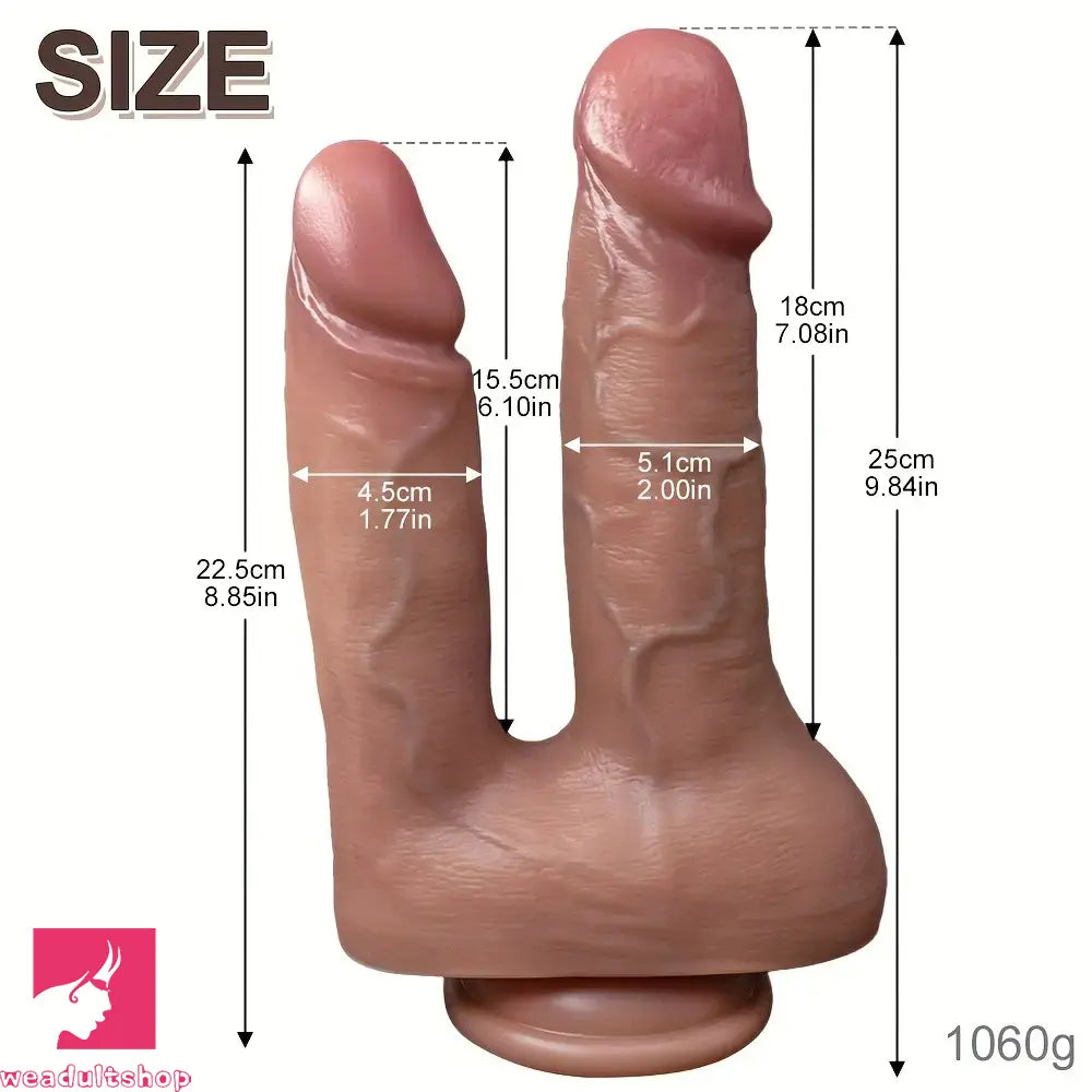 8.85in 9.84in Dual-Headed Soft Double-Layered Silicone Strap on Dildo