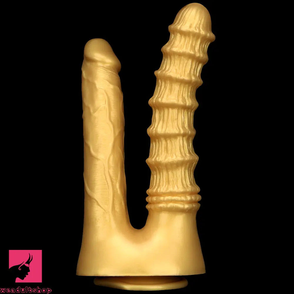 10.82in Big Silicone Soft Gold Double-headed Dildo For Female Lesbian Sex