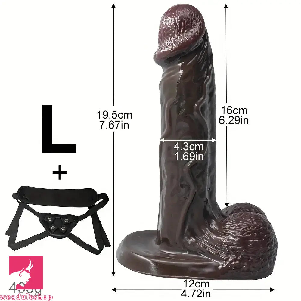 5.51in 7.67in Silicone Soft Ebony Strap on Dildo For Women Sexuality Cock Toy
