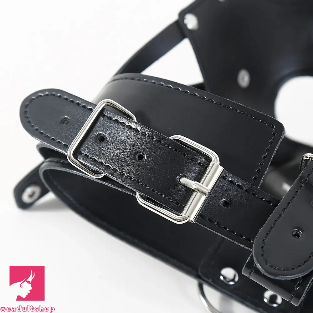 2.36in Mouth Gag Dildo Adjustable Faux Leather Face Cover Gag Muzzle Dildo