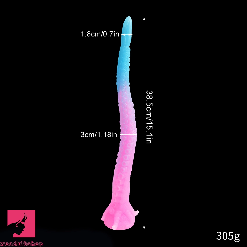 15.1in 17.3in Luminous Silicone Soft Long Big Tentacle Octopus Penis Dildo