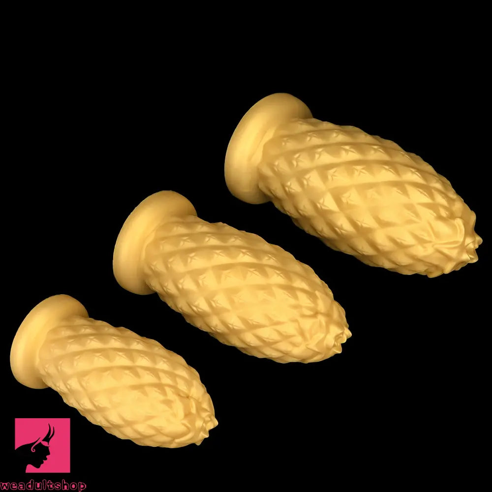 8.26in 10.03in 11.81in Gold Silicone Pineapple Giant Cock Anal Plug Dildo