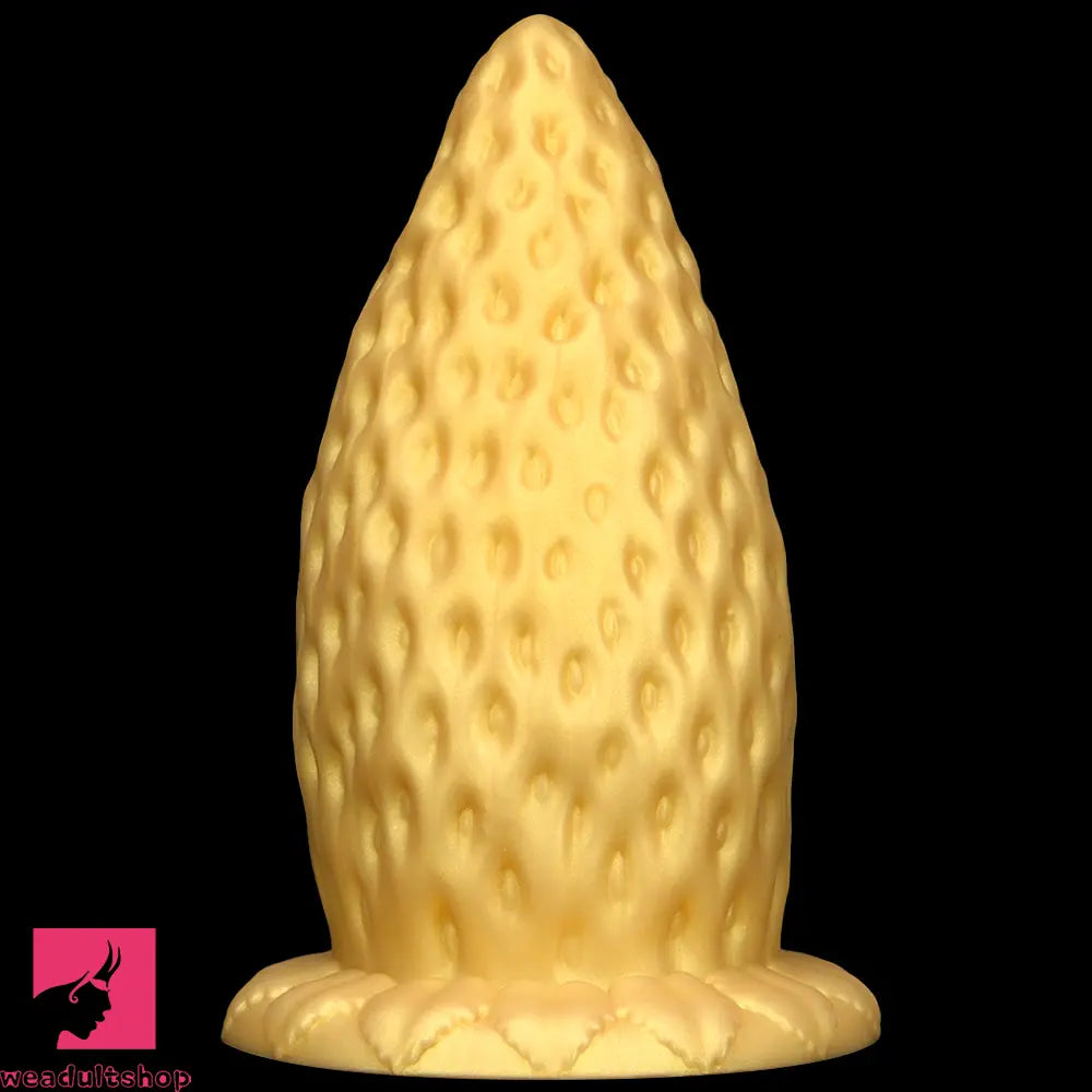 5.9in 8.07in 9.84in Gold Silicone Thick Strawberry Penis Anal Plug Dildo