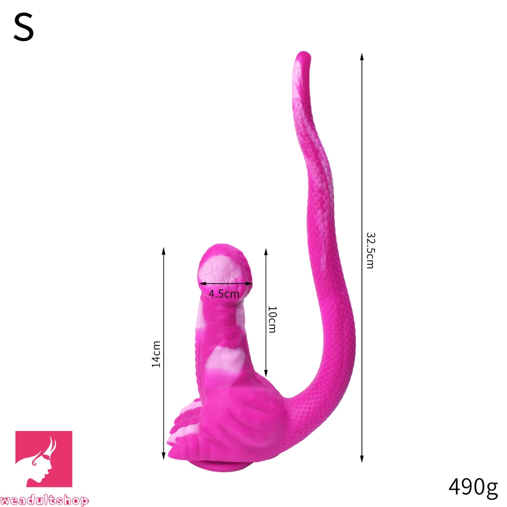 12.8in 15.35in Dinosaur Silicone Soft Big Glowing Penis Dildo For Women