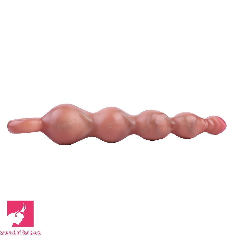 10.2in Big Vibrating Silicone Soft Pulling Beads Horse Dildo With 3 Motors