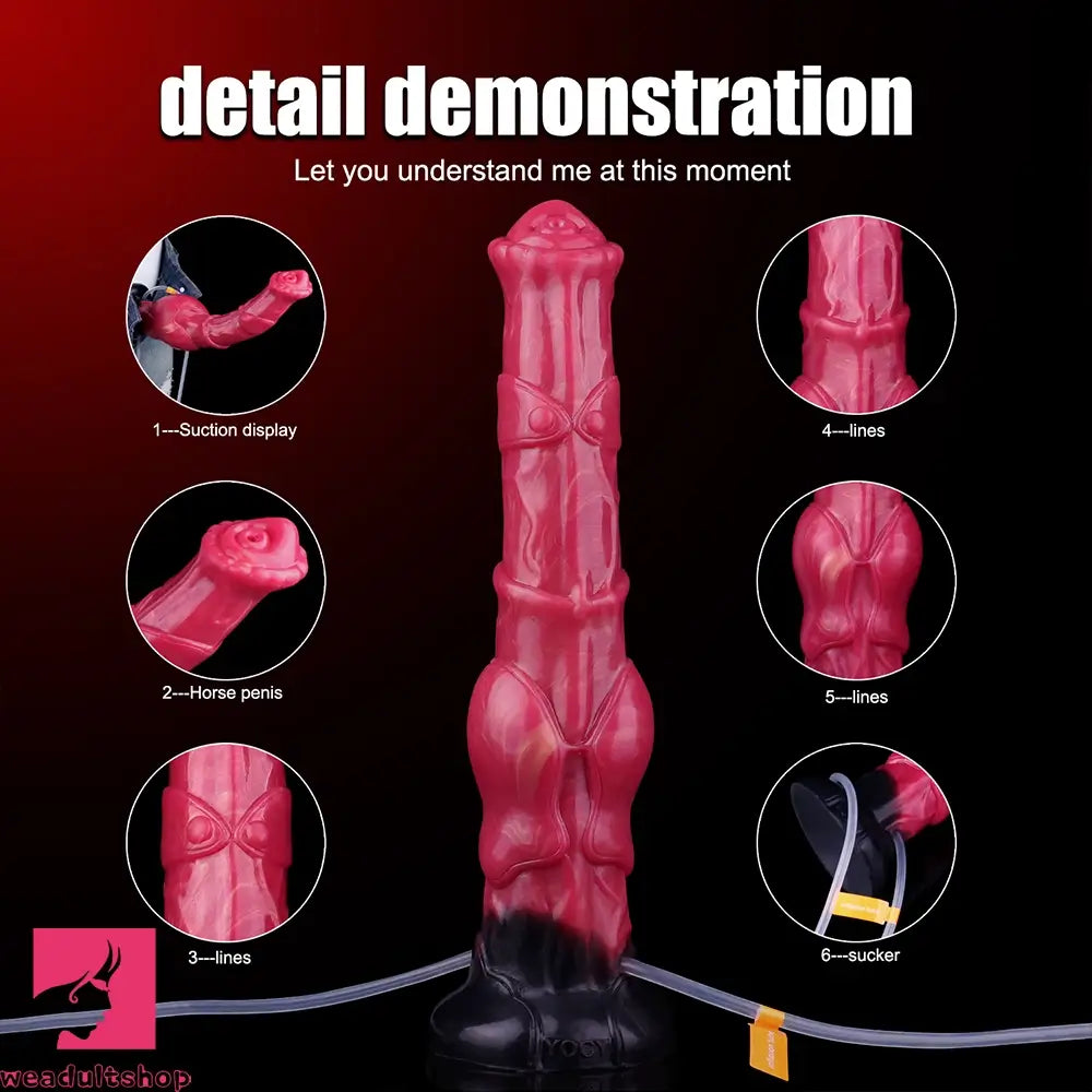 11.7in Fantasy Knotted Silicone Soft Big Ejaculating Horse Cock Dildo