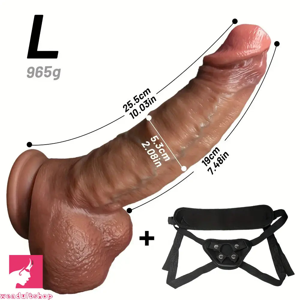 7.48in 8.46in 10.03in Wearable Realistic Strap-On Silicone Soft Big Real Dildo