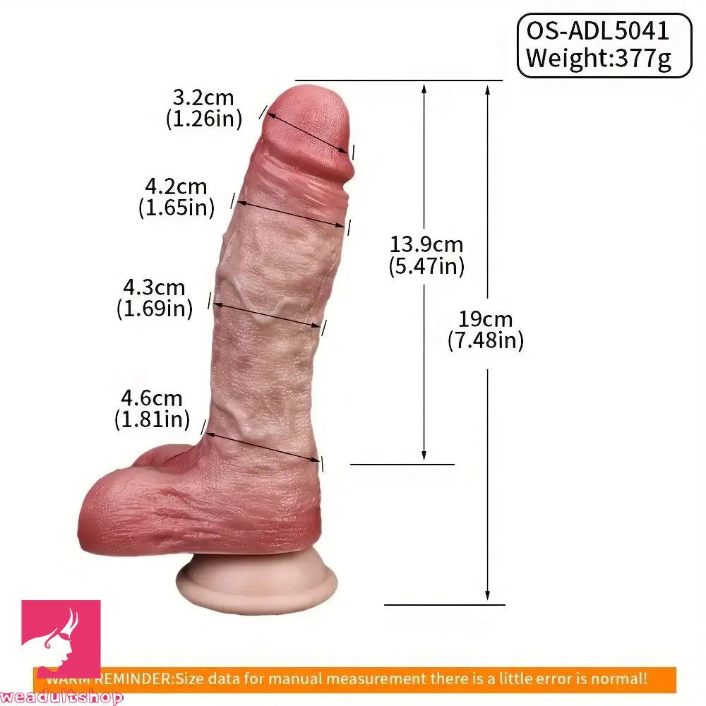 7.48in Double-Layer Flexible Liquid Silicone Simulated Penis Dildo For Clit