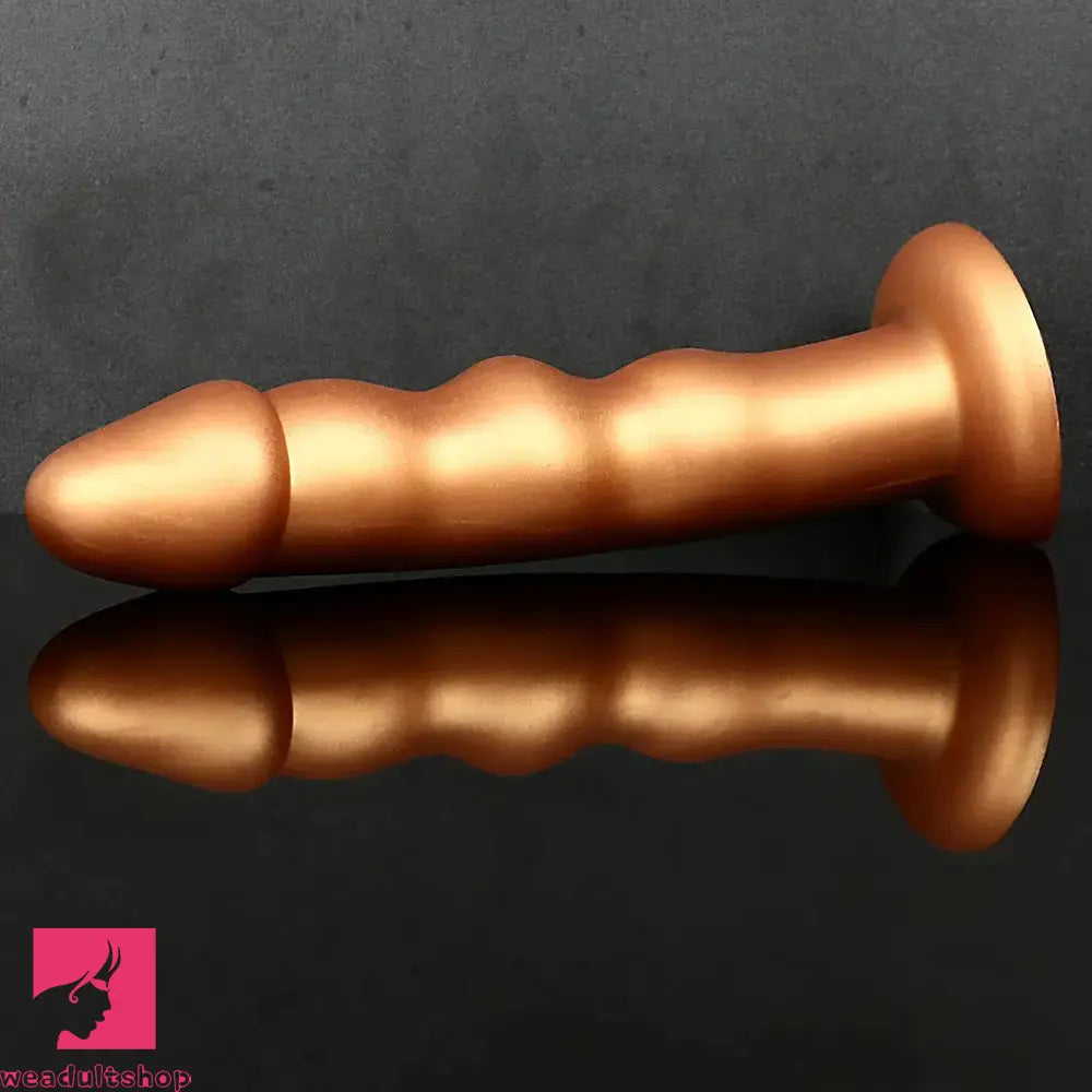 7.48in Silicone Gold Anal Plug Thick Dildo With Anchor Shape Base Cock