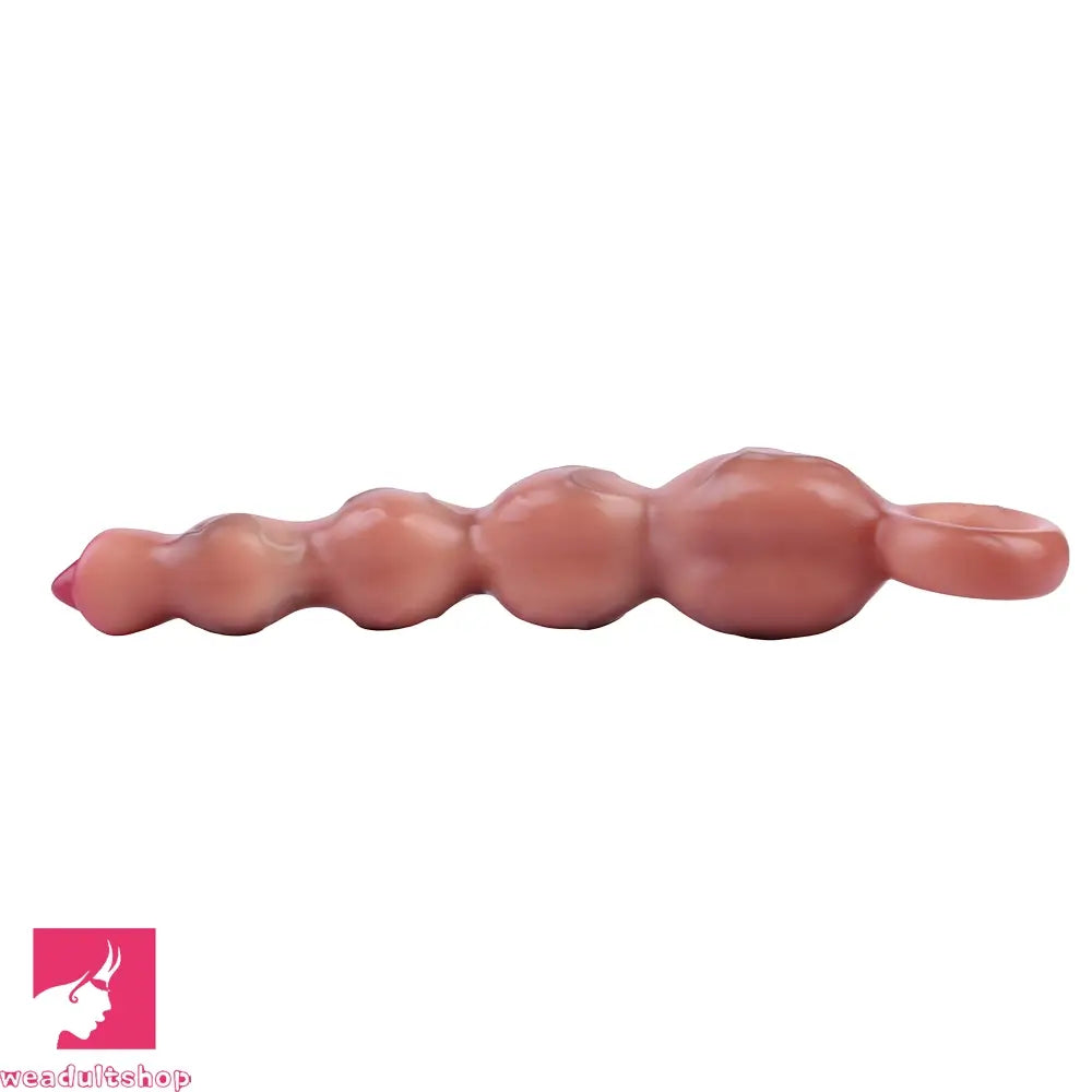 9.8in Big Vibrating Silicone Soft Pulling Beads Cock Dildo With 3 Motors