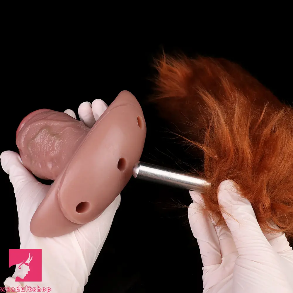 5.8in Vibrating Realistic Feeling Cock Dildo Butt Plug Tail Mouth Gag Cock