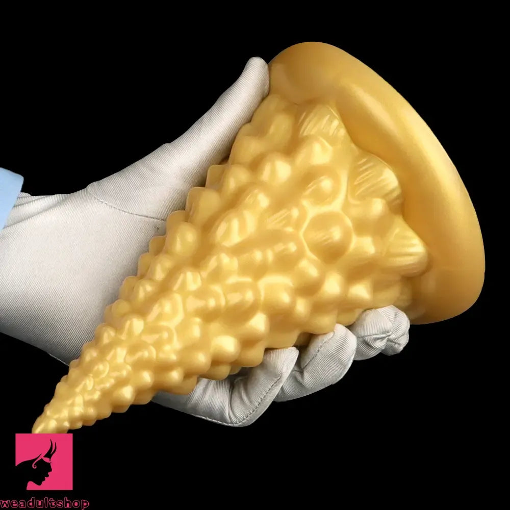 7.87in Golden Silicone Soft Anal Plug Clit Expansion Suction Cup Dildo