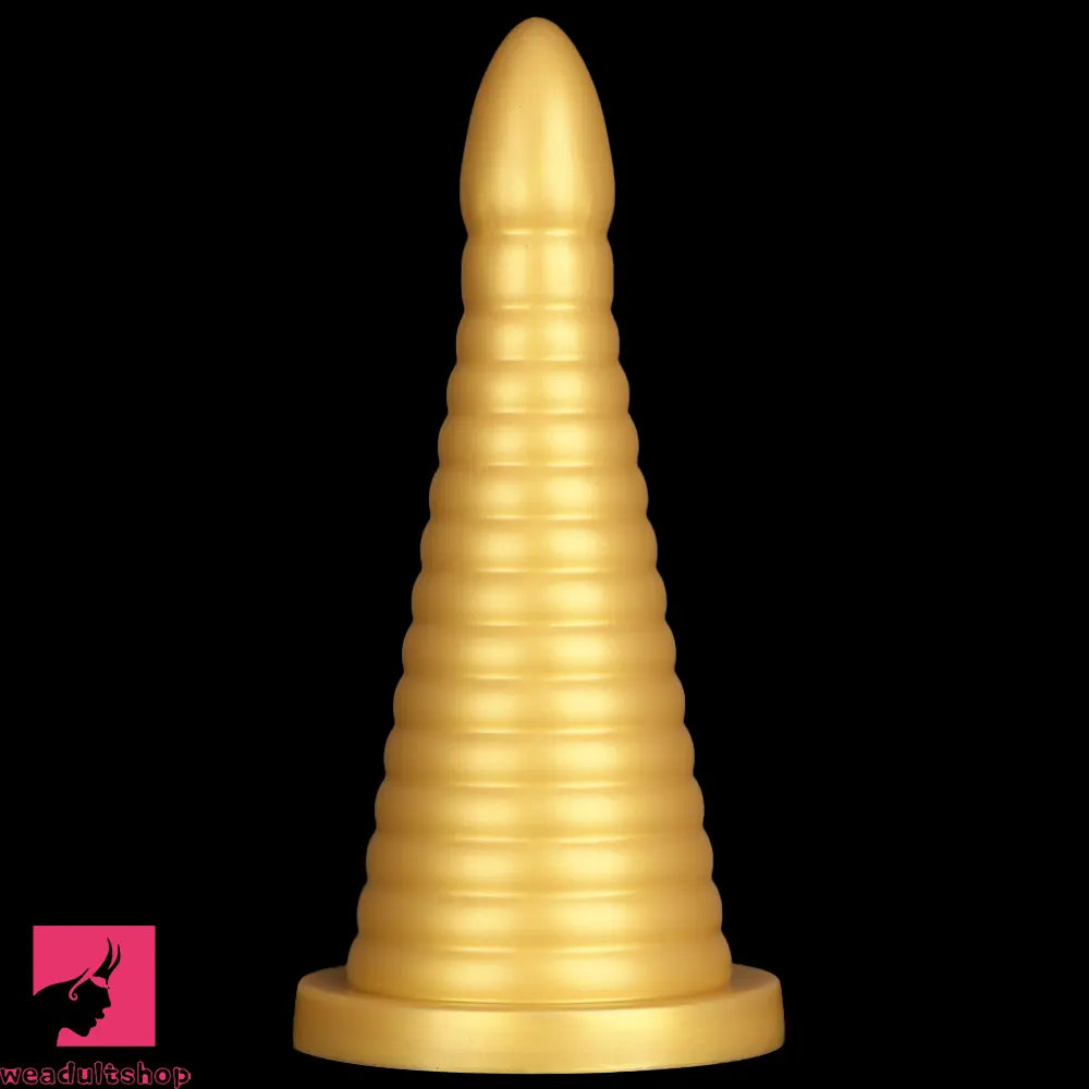 10.23in 14.56in Large Thread Gold Silicone Pagoda Thick Large Anal Dildo