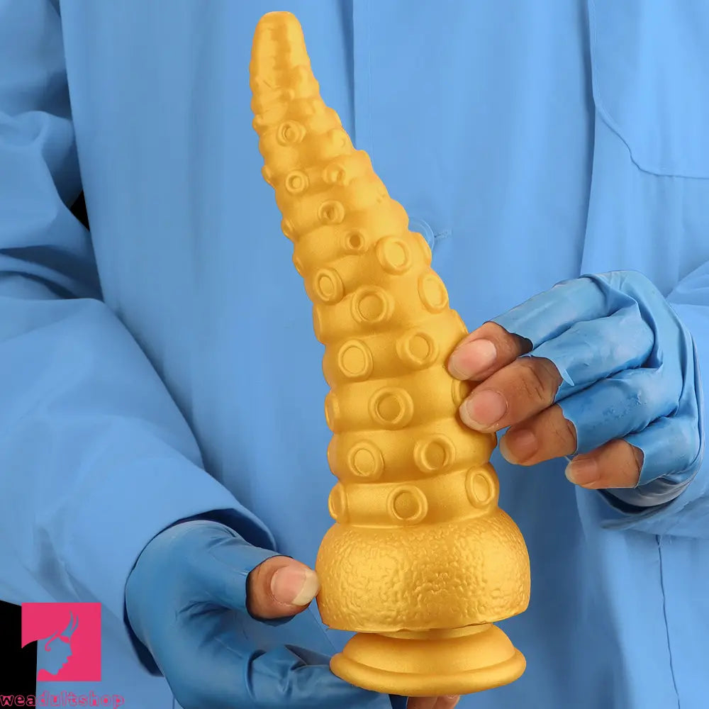 6.1in 6.88in 8.26in 8.66in Gold Silicone Multi-size Octopus Thick Sex Dildo
