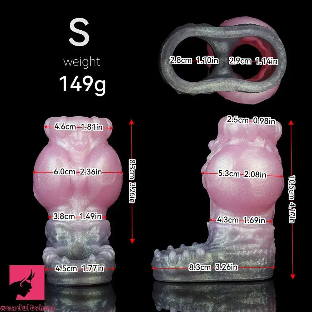 4.17in 4.84in 5.62in Monster Knot Cock Sleeve Dildo Hollow Male Penis