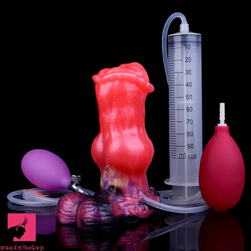 5.43in Fantasy Horse Knotted Silicone Flexible Inflatable Spraying Water Dildo