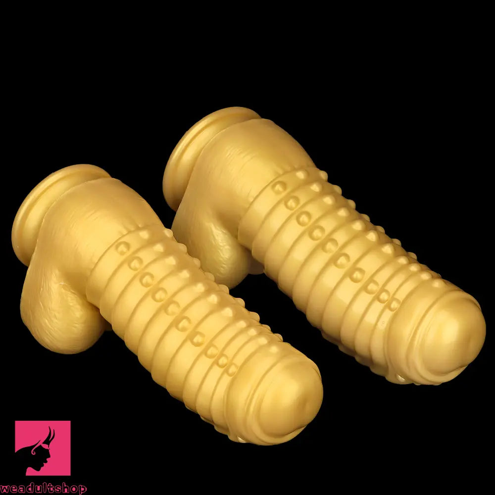 12.2in 13.38in Golden Liquid Silicone Giant Caterpillar Anal Thick Cock Dildo