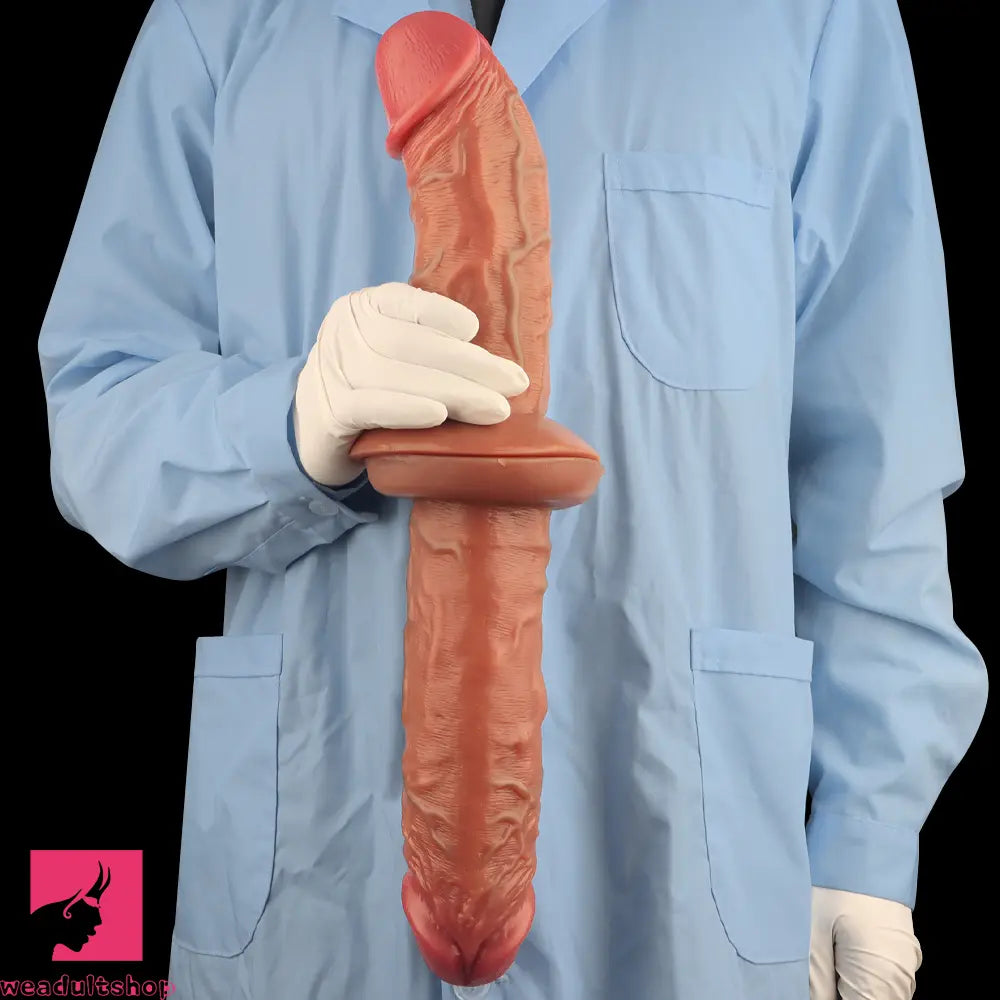 9.25in 10.28in Eggless Elbow Large Penis Silicone Dual Hardness Dildo