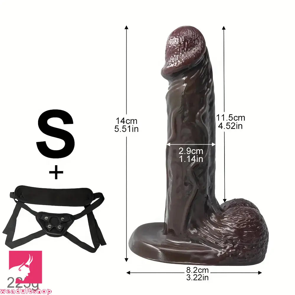 5.51in 7.67in Silicone Soft Ebony Strap on Dildo For Women Sexuality Cock Toy