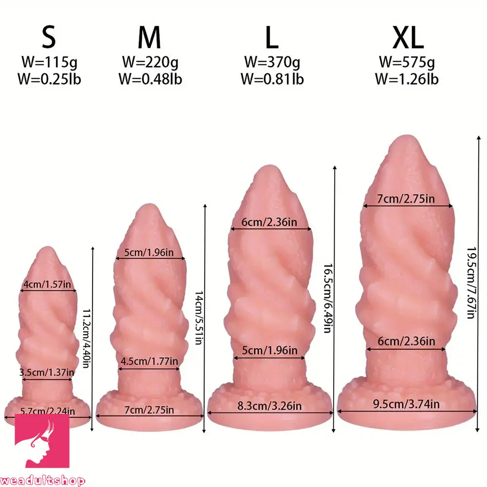 4.4in 5.51in 6.49in 7.67in PVC Anal Plug Odd Spiral Dildo With Suction Cup