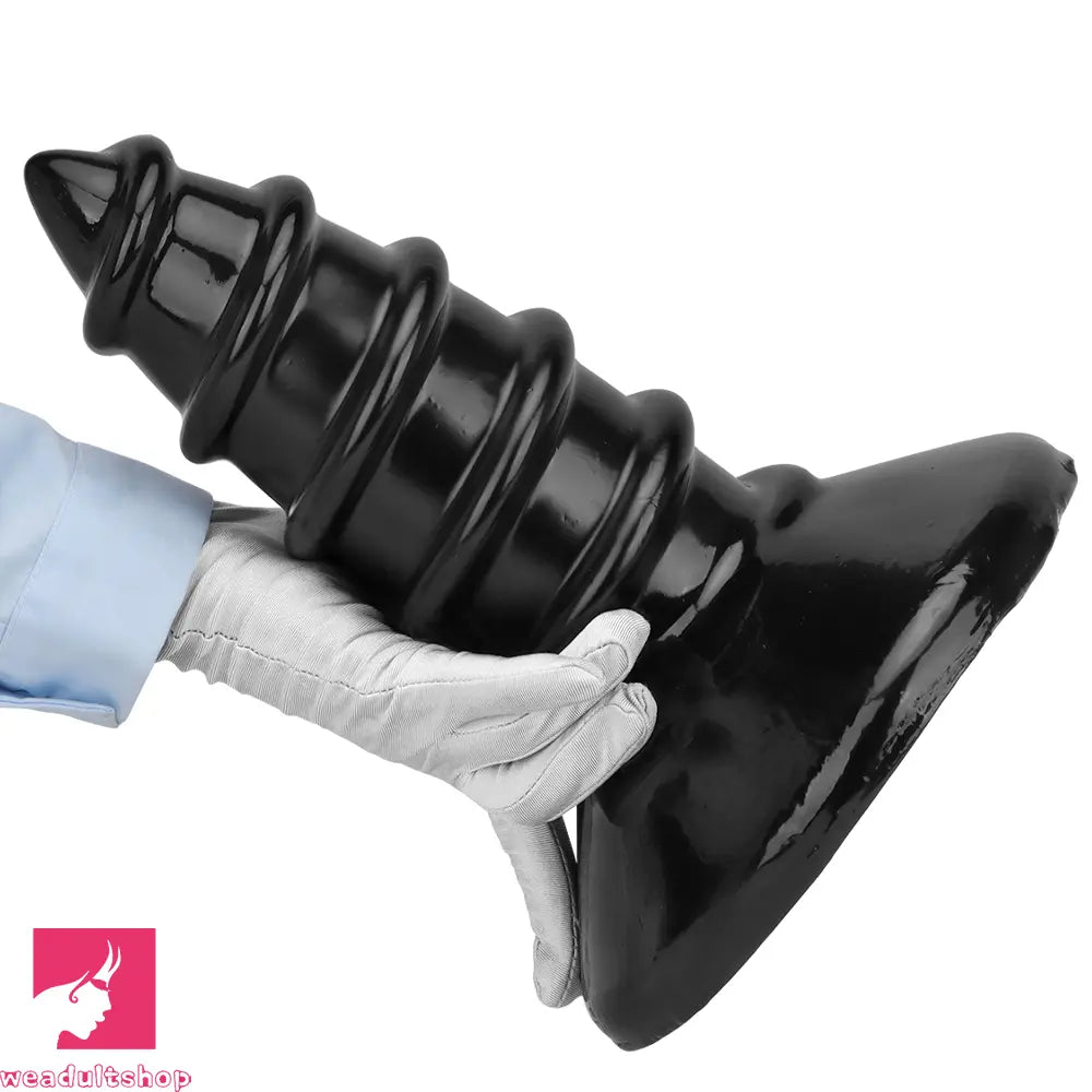 9.05in 11.22in Black Oversized Screw Giant PVC Penis Anal Plug Fat Dildo