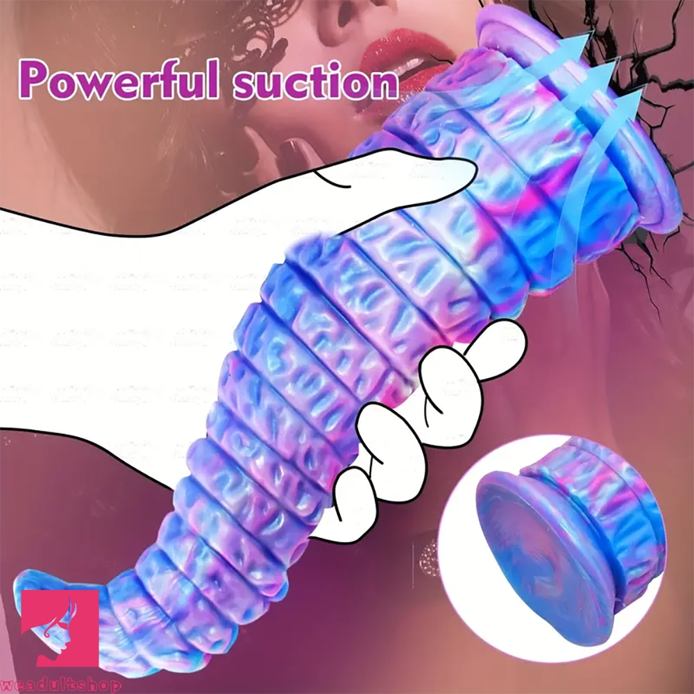 12.59in Monster Silicone Thick Tapered Head Raised Ridge Big Clit Dildo