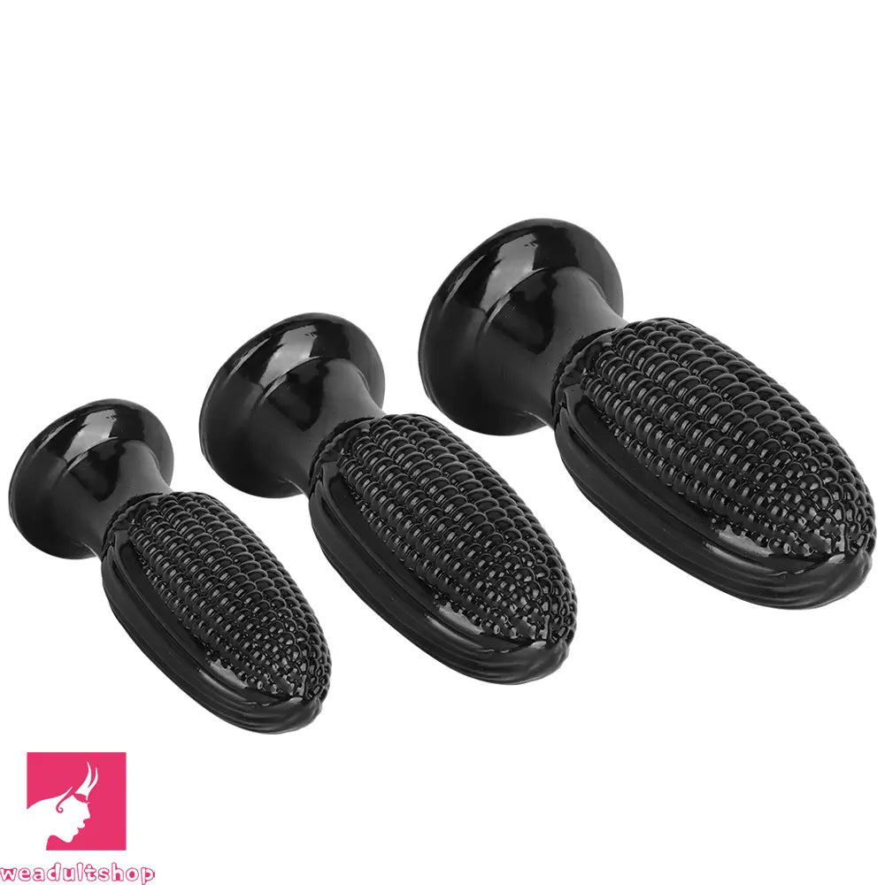 5.9in 6.7in 8.07in Black PVC Thread Granules Corn Dildo For Anal Cock