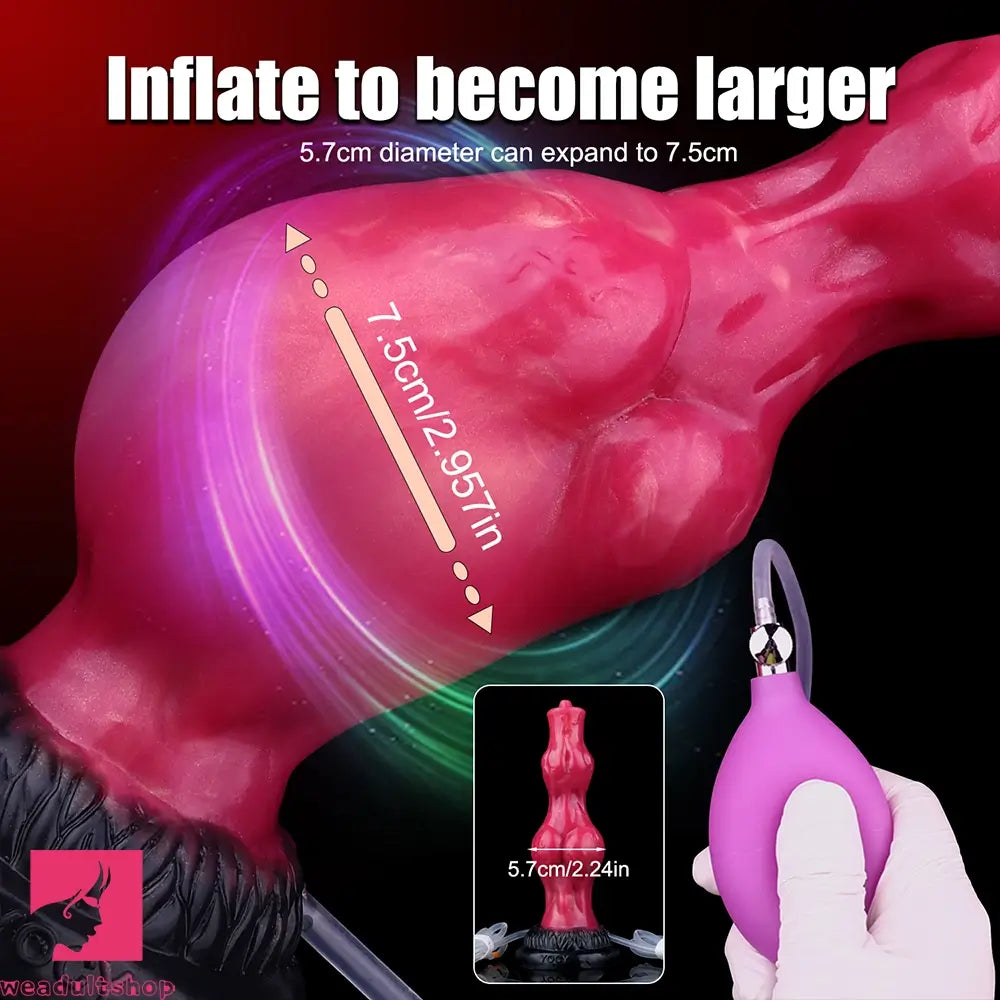 8.11in Dog Knot Silicone Soft Big Ejaculating Dildo G-Spot Stimulato Cock