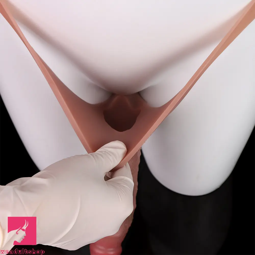 6.97in Hollow Penis Dildo Sleeve Silicone Soft Pants For Men Women Clit