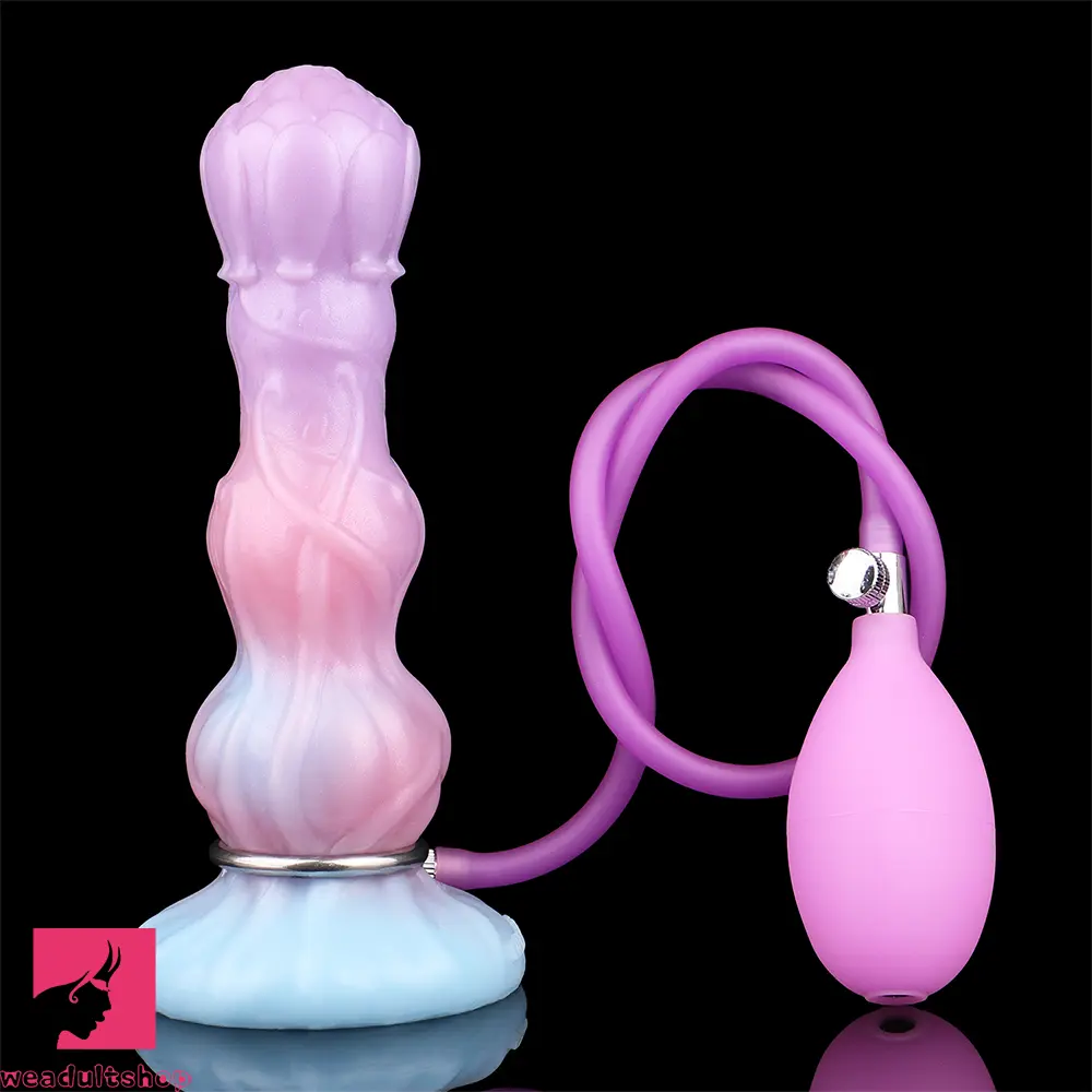 8.11in Inflatable Silicone Soft Dildo Squeeze Water Female Male Cock Toy