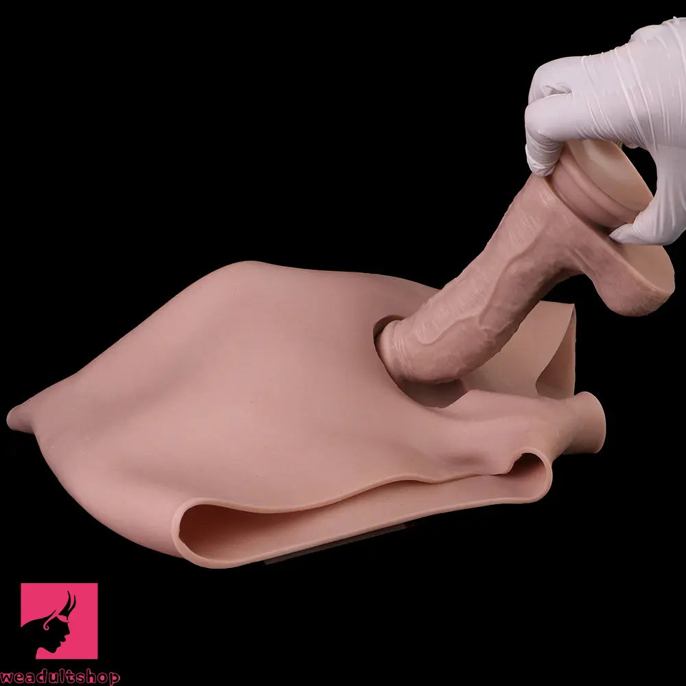 6.37in Wearable Silicone Cock Dildo Pants Real Skin with Hollow Penis Sleeve